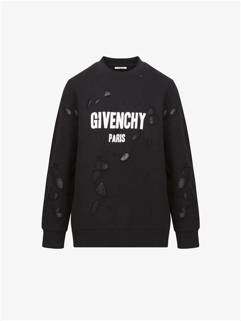 givenchy men's black sweater|givenchy paris sweatshirt destroyed.